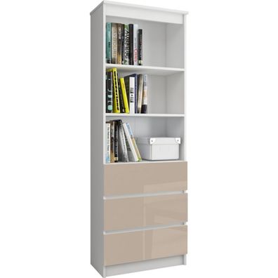 Regál R 60 cm CLP 3 zásuvky 2 poličky cappuccino lesk