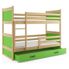 Interbeds Rico poschodová posteľ 200cm x 90cm borovicové drevo prírodno-zelená
