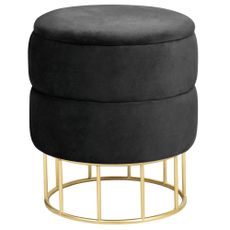 Ak furniture Taburet ELZA samet černý