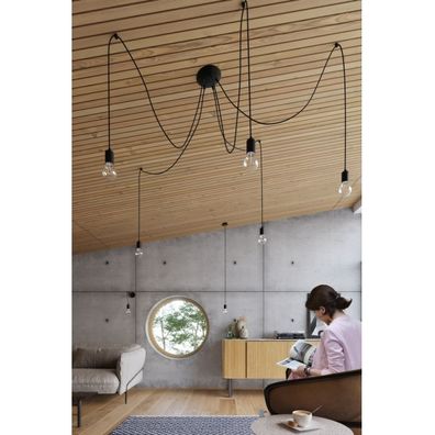 Sollux SL.0372 - Luster na lanku EDISON 7 7xE27/60W/230V pavúk čierna