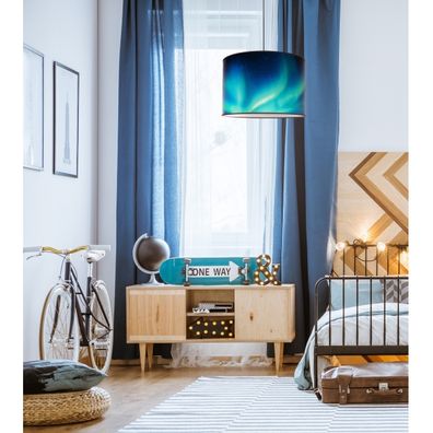Duolla - Luster na lanku PRINT L 1xE27/40W/230V pr. 45 cm čierna/tyrkysová