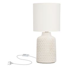 Krémovobiela stolová lampa s textilným tienidlom (výška 32 cm) Iner – Candellux Lighting