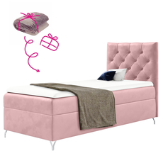Boxspringová posteľ, 90x200, ružová látka Velvet, pravá, GULIETTE + darček