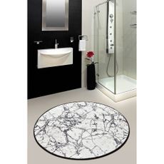 Čierno-biela kúpeľňová predložka Foutastic Marble Circle, ø 100 cm