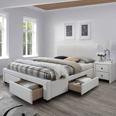 HALMAR Čalúnená posteľ Modena 160x200 dvojposteľ - biela