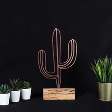 Hanah Home Kovová dekorácia Cactus 37 cm bronzová