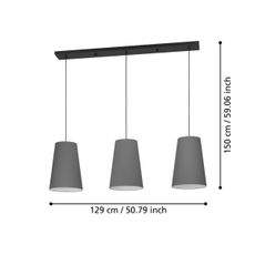 Eglo 390136 - Luster na lanku PETROSA 3xE27/40W/230V šedá