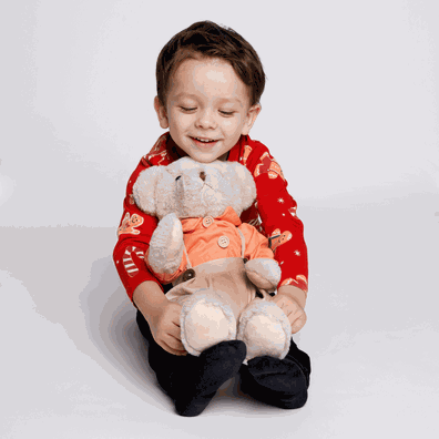 Plyšový medvedík, smotanová/oranžová, 45cm, MADEN BOY TYP1