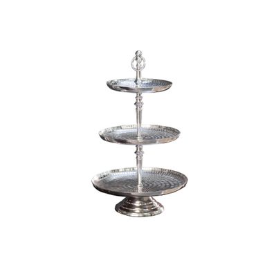 Estila Moderný strieborný poschodový podnos Medalla v kruhovom tvare 50cm