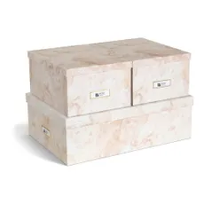 Béžové kartónové úložné boxy v súprave 3 ks s vekom/dekoratívne 31x47x15,5 cm Inge Paper Laminate – Bigso
