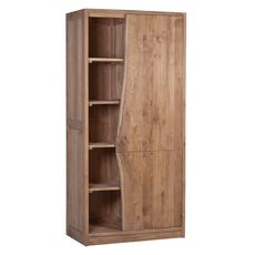 Estila Moderná masívna šatníková skriňa Abertura s dvojitými dvierkami s atypickým tvarom v prírodnej svetlej hnedej farbe 190 cm