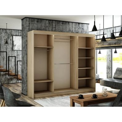 Kvalitná Šatníková Skriňa Como 250 cm  Čierna Biely mat