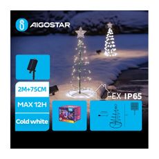 Aigostar - LED Solárna vianočná dekorácia LED/0,26W/3,7V 75cm IP65 studená biela