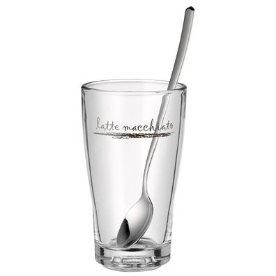 WMF - Sada 6ks sklenených pohárov a lyžičiek na latte macchiato CLEVER & MORE