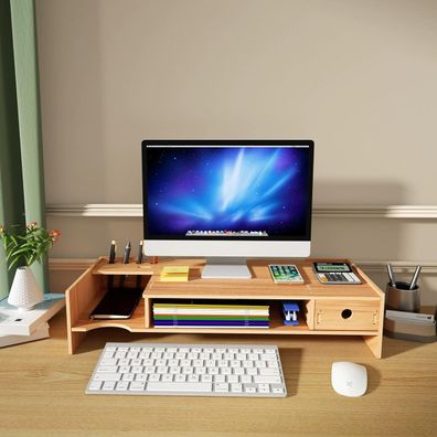 Drevený DIY stojan pod monitor so zásuvkou 180 tmavé drevo Tmavé drevo