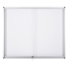 Vnútorná vitrína s posuvnými dverami, biela magnetická, 967 x 706 mm