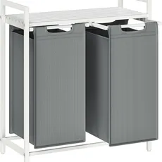 SONGMICS Kôš na bielizeň Vasagle Ovules 2 x 46 l biely/sivý