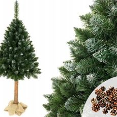 LEAN TOYS Vianočný stromček 3D na pníku z umelej diamantovej borovice 180 cm Snehové trblietky