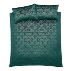 Zelené obliečky na dvojlôžko 200x200 cm Art Deco Pearl – Catherine Lansfield