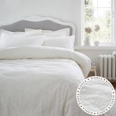 Biele bavlnené obliečky na jednolôžko 135x200 cm French Knot Jacquard – Bianca