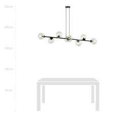 Luster na lanku ROSSI 8xE14/10W/230V čierna/číra
