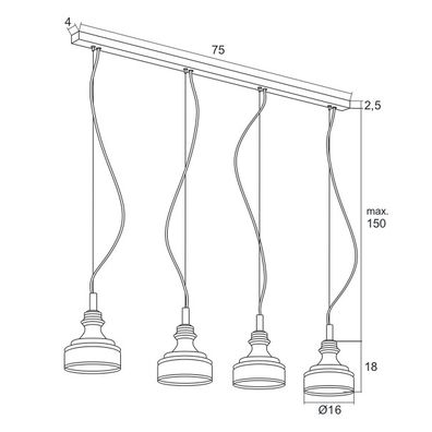 Argon 1650 - LED Luster na lanku TULUZA 4xLED/5W/230V