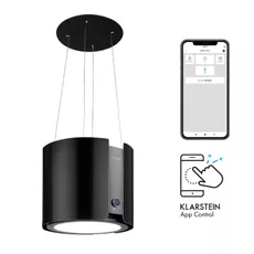 Klarstein Skyfall Smart, digestor, 45 cm, ostrovčekový, 402 m3/h, LED, nehrdzavejúca oceľ, čierny