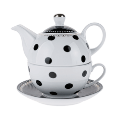 TEMPO-KONDELA DOTS AFTERNOON TEA, kanvička so šálkou, porcelán