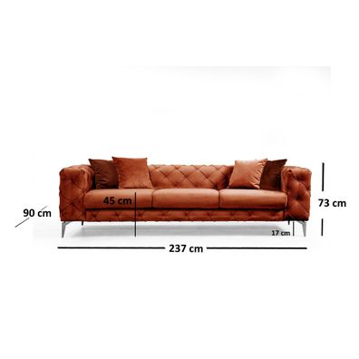 Luxusná trojmiestna pohovka Como 237 x 90 cm, oranžová