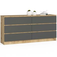 Ak furniture Komoda Kuba 160 cm 6 zásuviek dub artisan/grafit