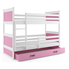 Interbeds Rico poschodová posteľ 190cm x 80cm borovicové drevo bielo-ružová