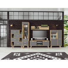 NABBI Vilander tv stolík sivý grafit / dub artisan