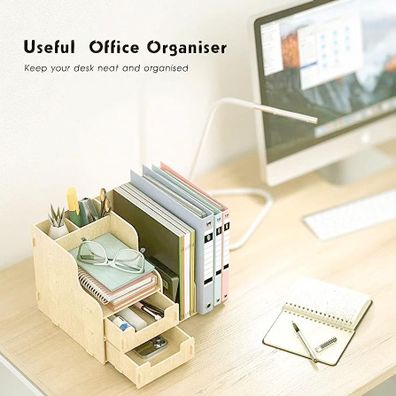 DIY organizér na dokumenty a písacie potreby s 2 zásuvkami svetlé drevo B21 Svetlé drevo