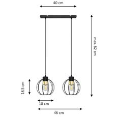 Luster na lanku STARLIGHT 2xE27/15W/230V čierna/zlatá