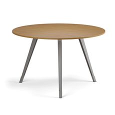 Konferenčný stôl PRIMO ZEN, priemer 120 cm, sivostrieborná podnož, buk