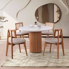 Jedálenský stôl Otantik v elegantnom štýle 104cm, farba - biela a vlašský orech