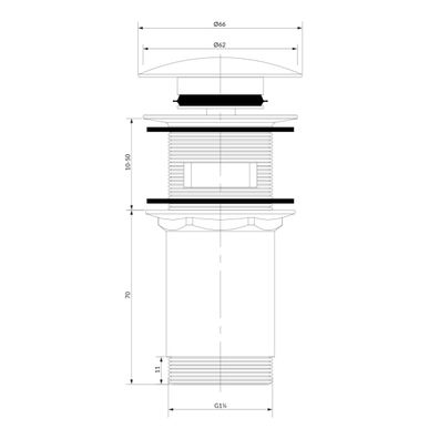 OMNIRES A706CPB - Umývadlový výpust CLICK-CLACK pr. 6,6 cm kefovaná meď