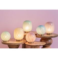 Svetlozelená stolová lampa so skleneným tienidlom (výška 20 cm) Summer Globe – Leitmotiv