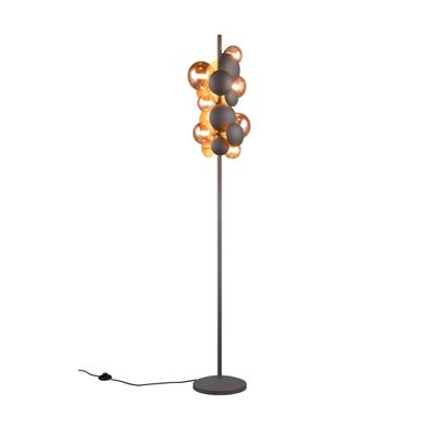 Stojacia lampa so skleneným tienidlom v sivo-zlatej farbe (výška 155 cm) Bubble – Trio Select