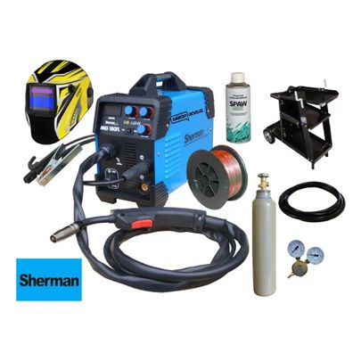 Sherman Zvárací Invertor MIG 180FL + Horák + káble + kukla + redukčný ventil + vozík + drôt + sprej + fľaša CO2 PLNÁ