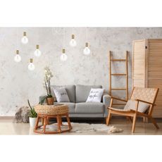 Luster na lanku MIROS 7xE27/60W/230V pavúk biela/zlatá