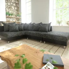 Rohová pohovka Clovis čierna modulárna stolička levá
