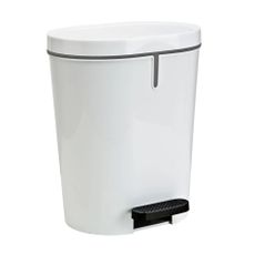 Denox Oval pedálový odpadkový kôš 25 l, plast, biely, 25 l