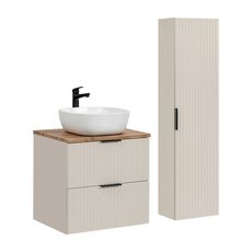 Comad Koupelnová sestava Adele Cashmere se skříňkami a umyvadlem 60 cm kašmírová/dub wotan