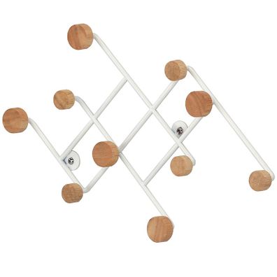 Nástenný vešiak  a háčikmi Gc5014 Biela/Prirodzené