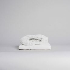 Biela napínacia plachta s prímesou ľanu 160x200 cm – Linen Tales