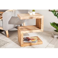 Estila Industriálny príručný stolík Mango natur z masívneho dreva 60cm