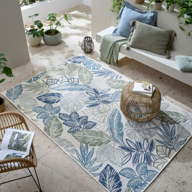 Zeleno-modrý vnútorný a vonkajší koberec 160x230 cm Bella Leaf – Flair Rugs