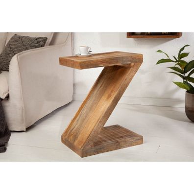 Estila Industriálny príručný stolík ZET z masívneho mangového dreva 60cm