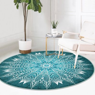 Tyrkysovomodrý prateľný okrúhly koberec vhodný pre robotické vysávače ø 100 cm Comfort – Mila Home